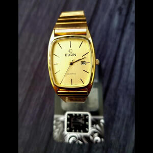 Elgin Lord Tonneau Watch Men Gold Dial Serviced‎ New Battery